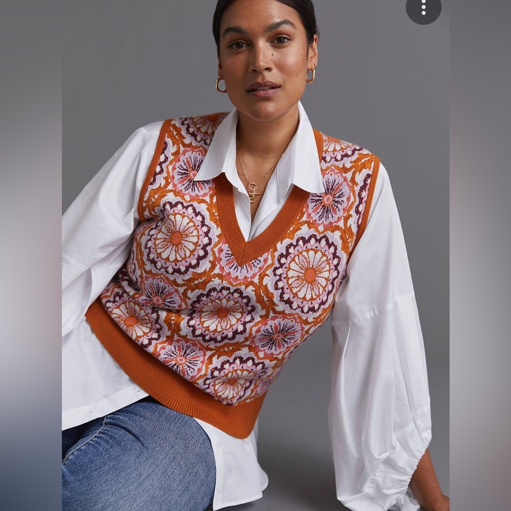 Maeve Jacquard Sweater Vest Size 1x